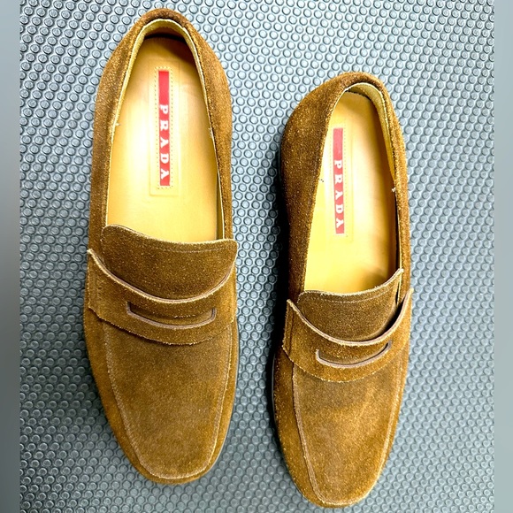 Prada Loafers Brown Suede Size 9 US Pre-Owned - Picture 2 of 6